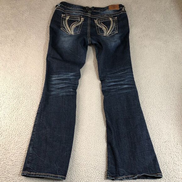 Ariya Jeans Womens 13/14 Blue Flare Leg Distressed Grunge Preppy Denim Outdoor - Picture 5 of 10